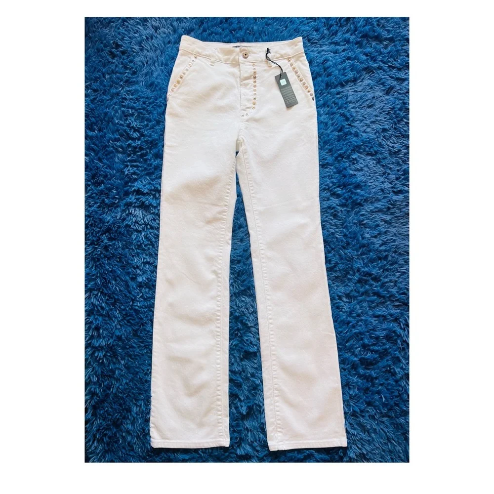 New! JUST CAVALLI Studded High Rise Straight Leg Jeans
